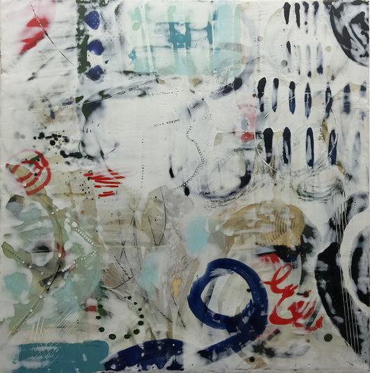 Land of the Mind, 24×24, Encaustic (Process Photos)